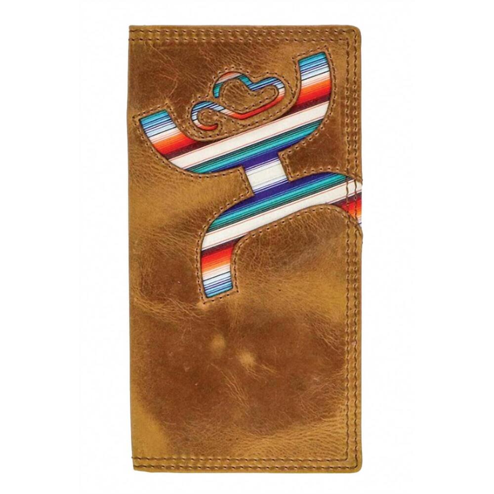 NEW HOOEY serape logo leather wallet in tan/multi